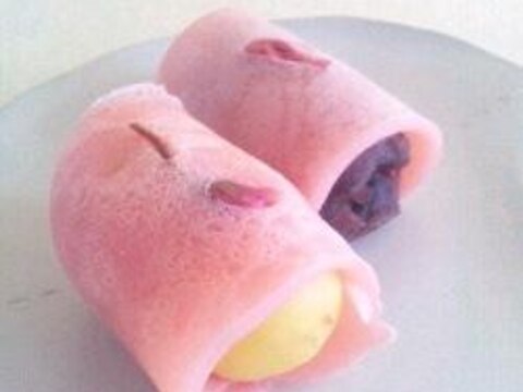 関東風桜餅（サツマイモ＆粒あん）